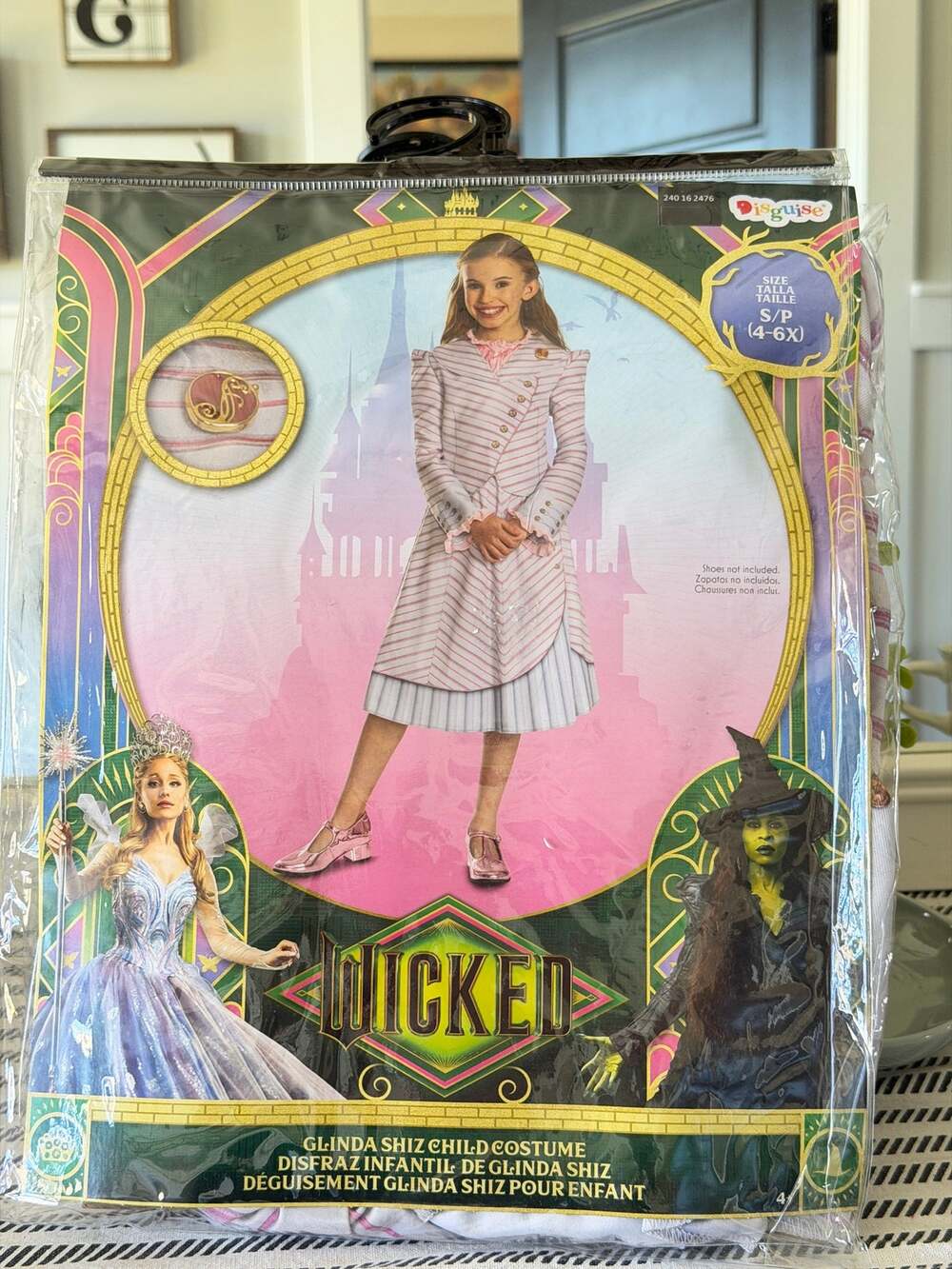 NWT Wicked Movie Glinda Shiz University Costume Disguise Kids Size S (4-6X)